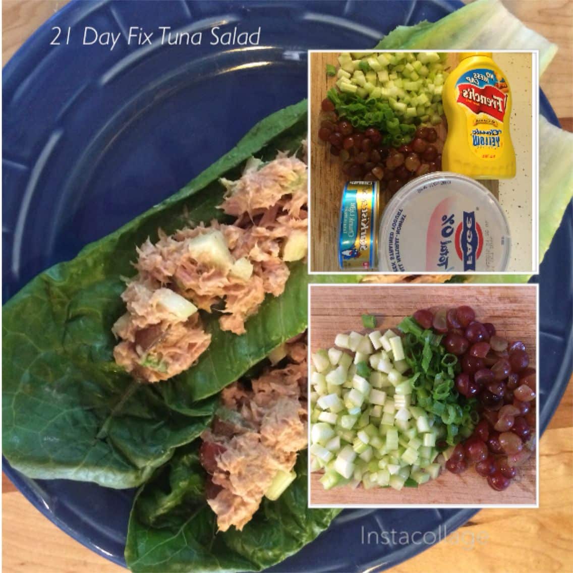 21 day fix tuna salad. 4 cans chunk light tuna in water (drained), 4 ...