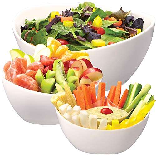 3 Piece Serving Bowl Set â Elegant White Porcelain Salad ...