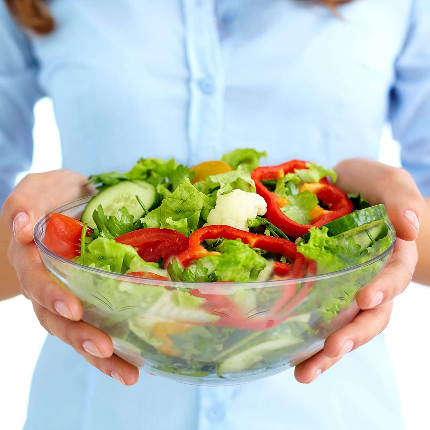5 Disposable Salad Bowls Clear Hard Plastic Serving Bowls ...