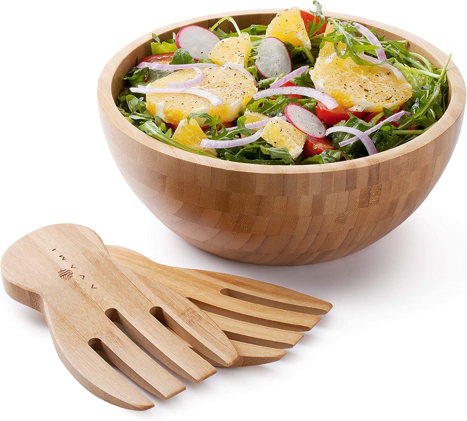 Amazon.com: Avami Bamboo Collection Wood Salad Serving Bowl Large 9.6 ...