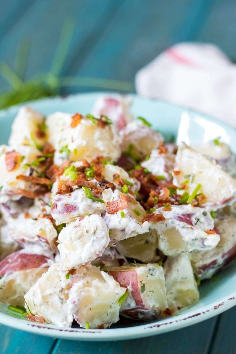 Bacon Ranch Potato Salad with Greek Yogurt