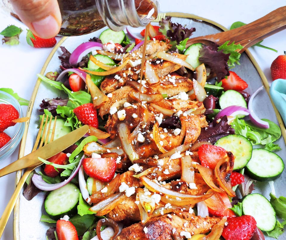 Balsamic Strawberry Greek Chicken Salad