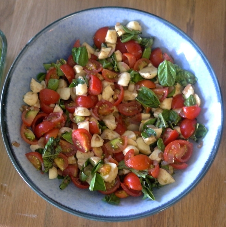 Cherry Tomato Salad with Basil and Mozzarella