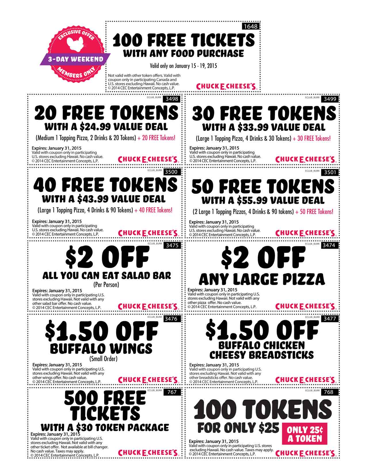 Chuck E Cheese Coupons, printable coupon codes