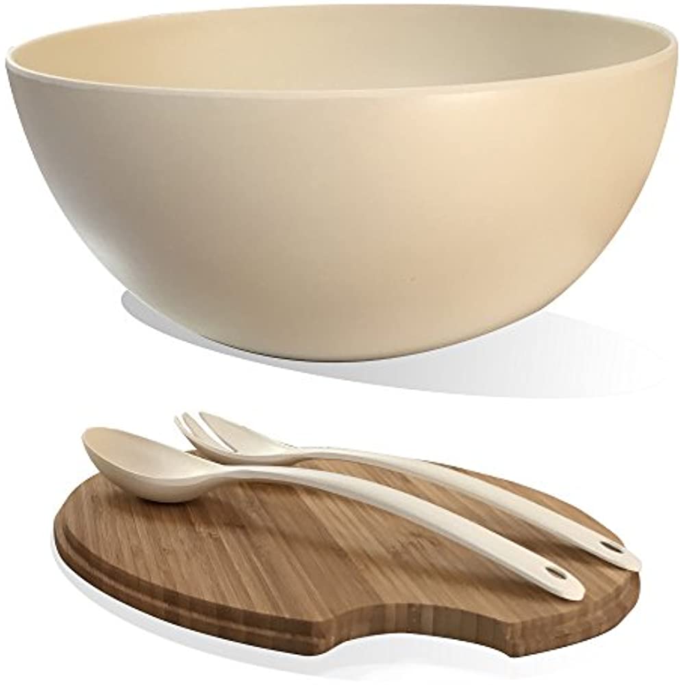 Clean Dezign Large Serving And Salad Bowl With Servers Bamboo Lid ...