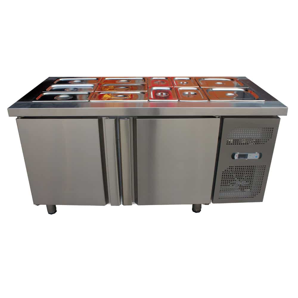 Commercial Stainless Steel Salad Bar Cooler Refrigerated Counter Fridge ...