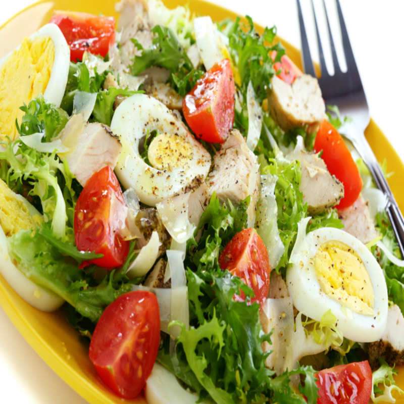 Cos Salad with Chicken and Boiled Eggs recipe by Pankaj Bhadouria on ...