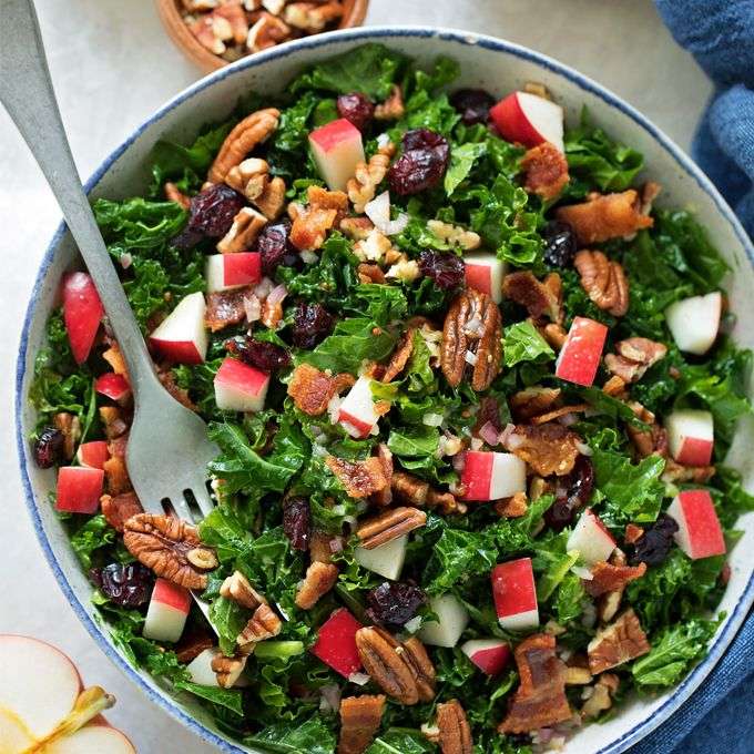Cranberry Apple Pecan Kale Salad