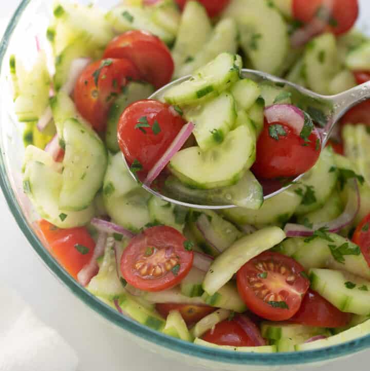 Cucumber Tomato Salad with Apple Cider Vinaigrette