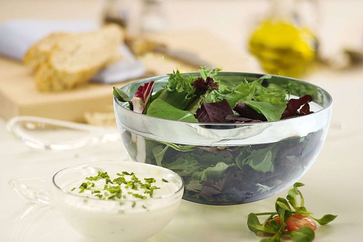 Disposable Plastic Bowls Party Serving Silver Rim Salad Bowl Crystal ...