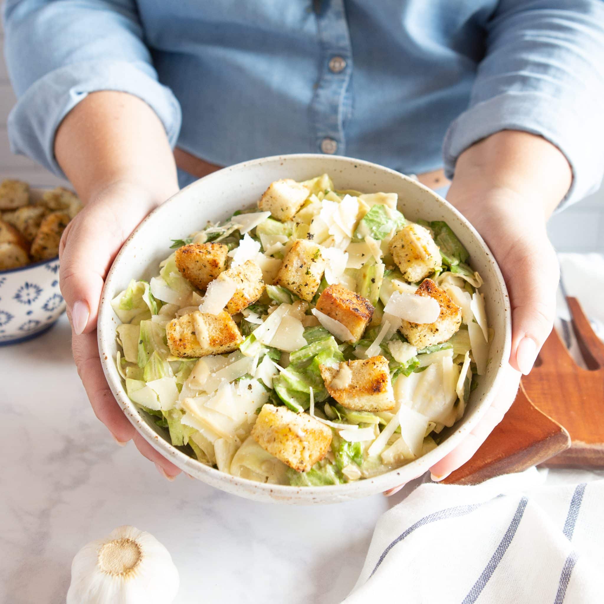 Easy Caesar Salad Recipe w/ Homemade Croutons