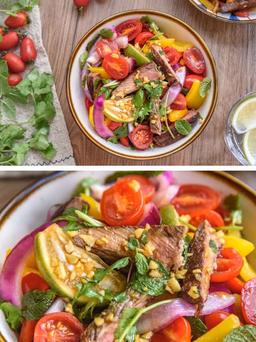 Fresh and appetizing Thai mint beef salad! Fresh diet meal