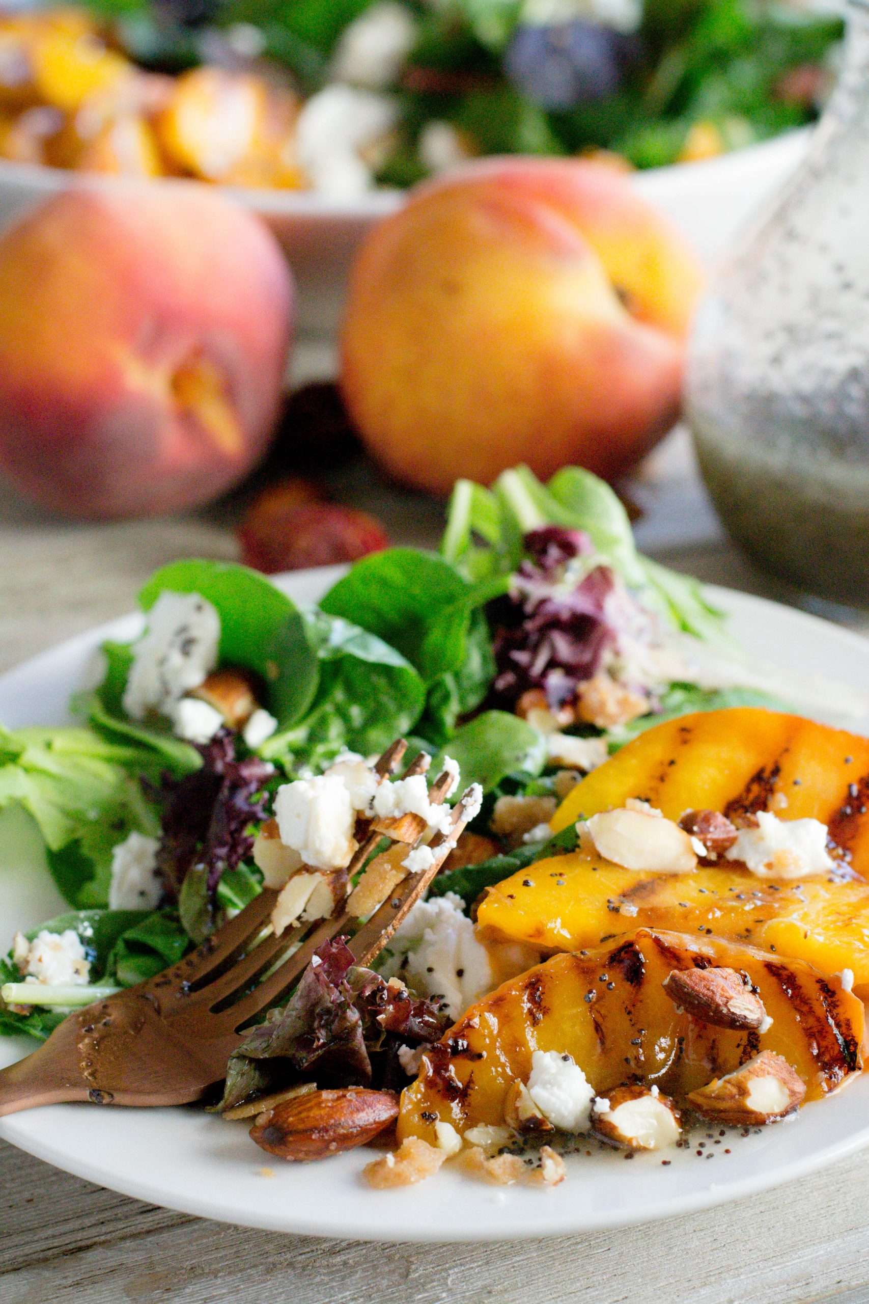 Grilled Peach Goat Cheese Salad with Candied Almonds ...
