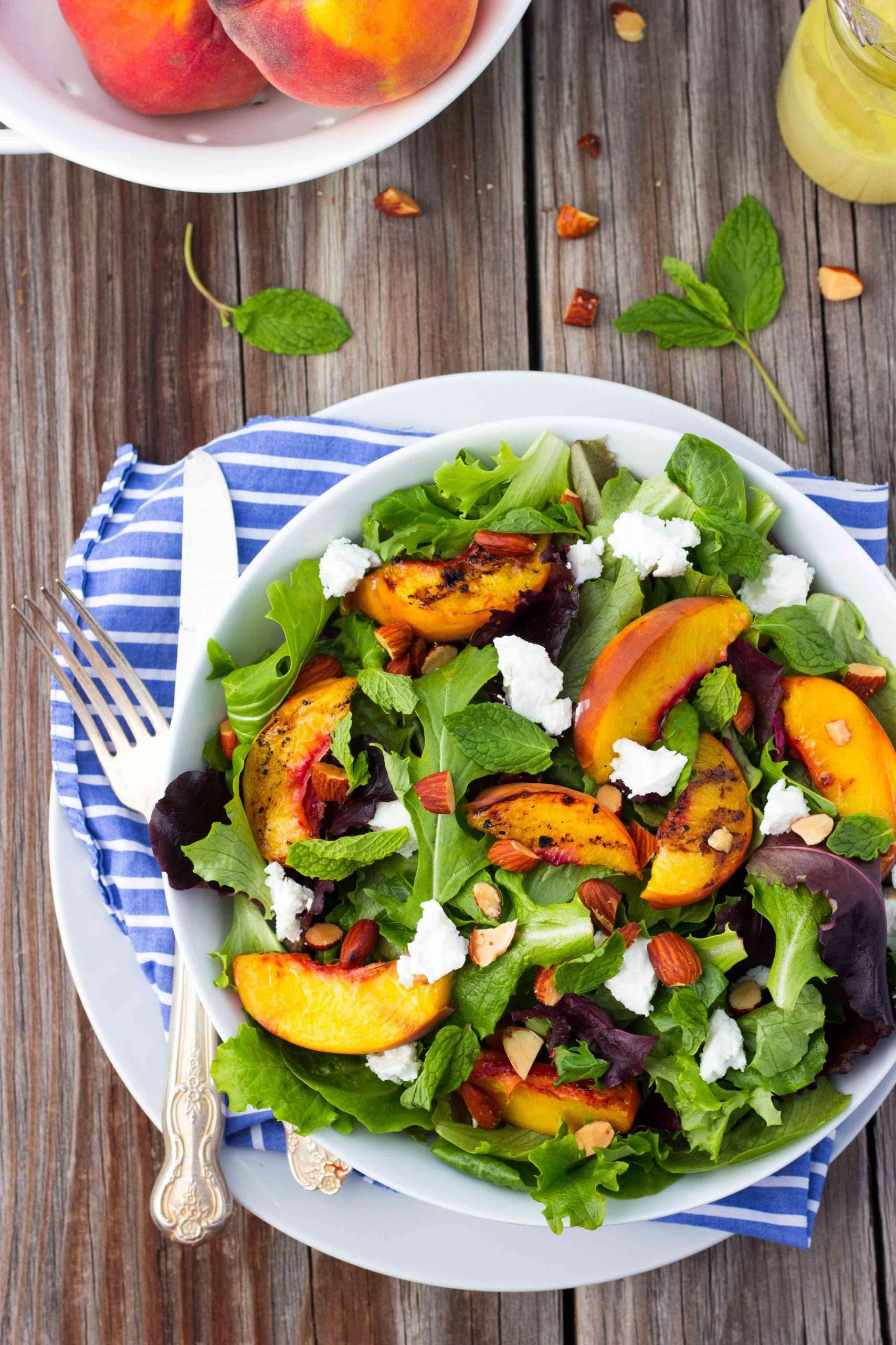 Grilled Peach Salad with Goat Cheese