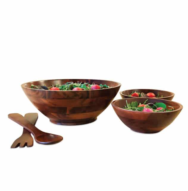 Handmade Cherry 5 Piece Wood Salad Bowl Set