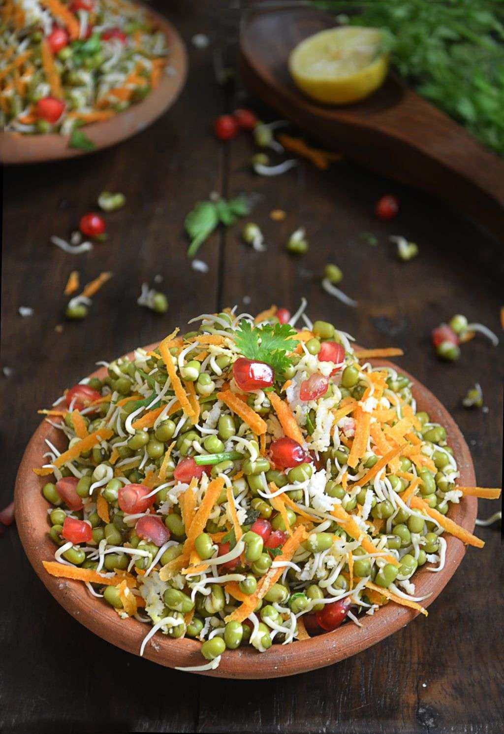 Healthy and easy sprouted green gram salad with grated ...