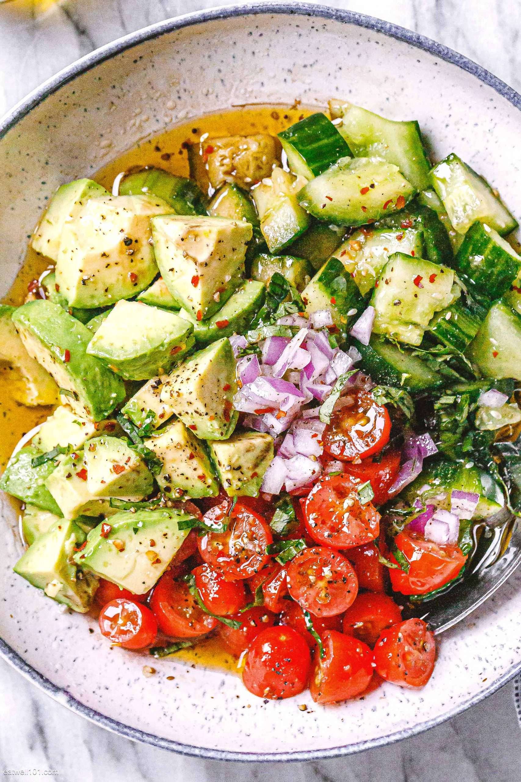 Healthy Cucumber Salad Recipe with Tomato, Avocado ...