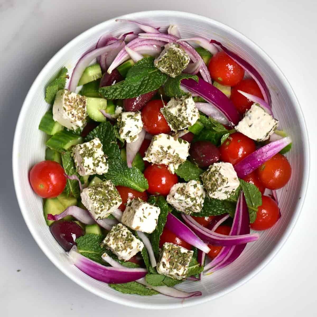 Healthy Vegan Feta Cheese Greek Salad