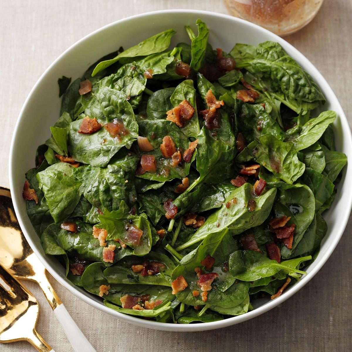 Hearty Spinach Salad with Hot Bacon Dressing Recipe ...