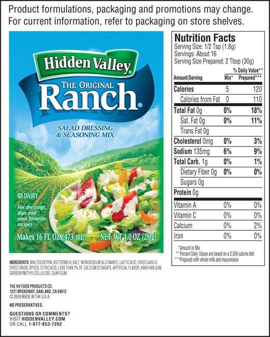 Hidden Valley® Original Ranch® Salad Dressing &  Seasoning ...