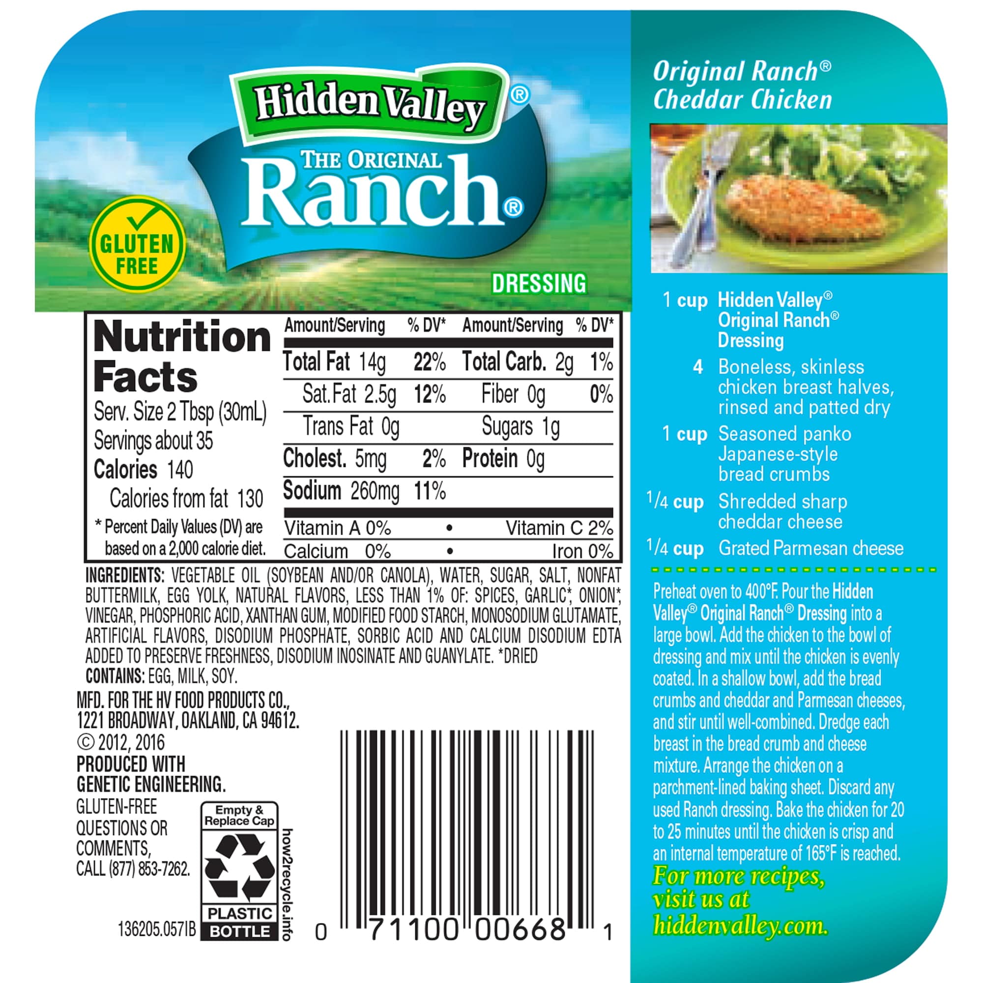 Hidden Valley Ranch Ingredients Label