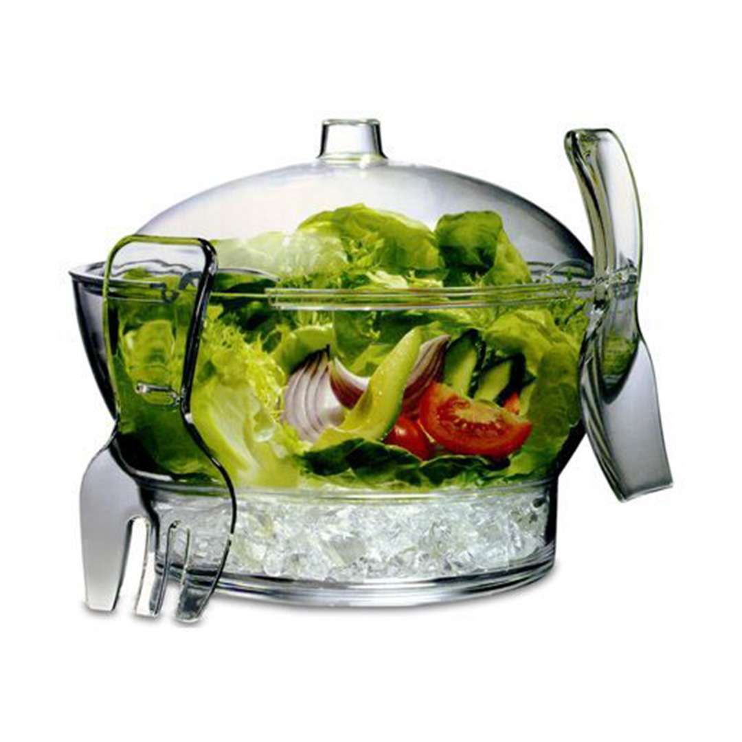 Ice Chilled Serving Bowl with Acrylic Ice Bowl Base with Lid, Cold Dip ...