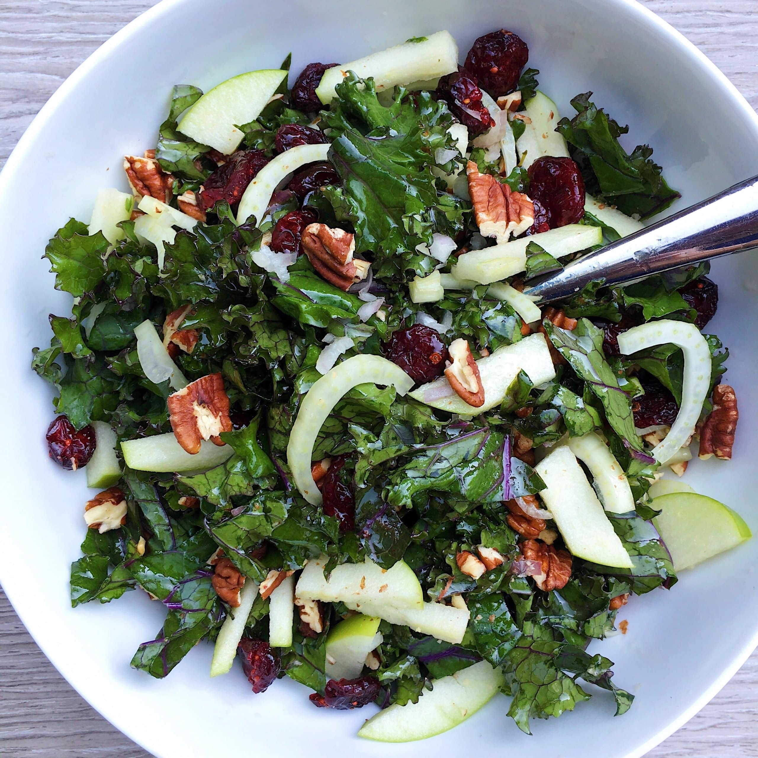 Kale Salad with Cranberries, Pecans &  Goat Cheese â healthyGFfamily.com