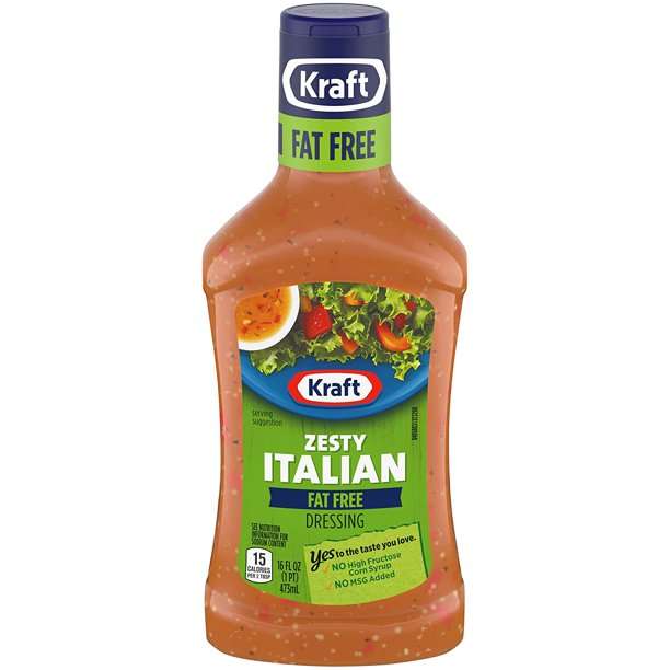 Kraft Salad Dressing, Fat Free Zesty Italian, 16 oz ...