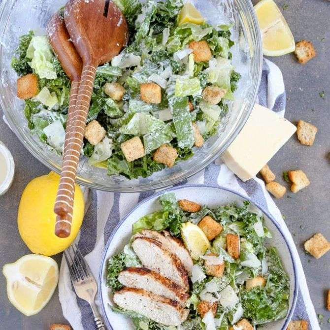 Lemon Kale Caesar Salad