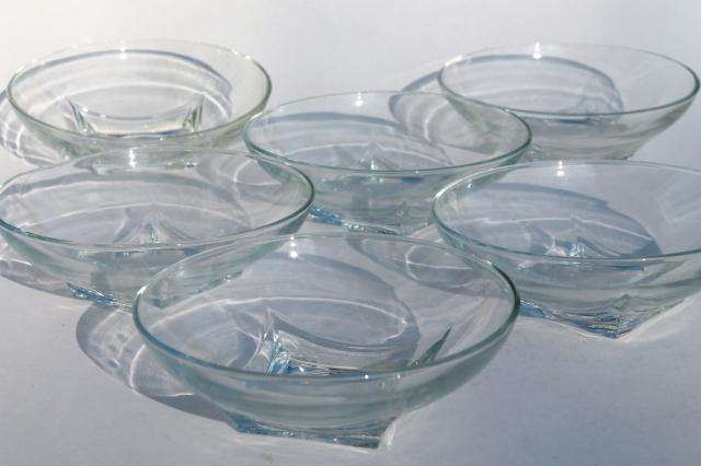 MCM vintage crystal clear glass salad bowls set, Hazel ...
