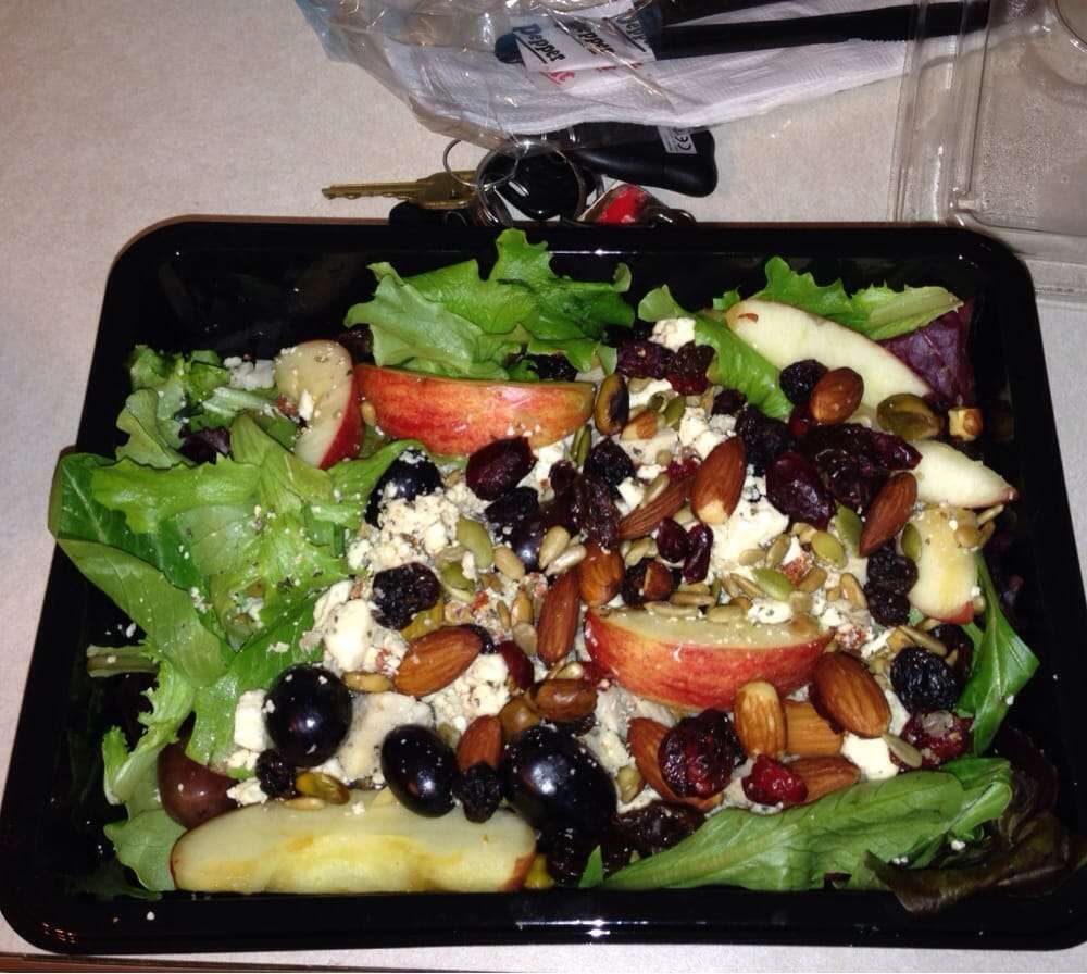 Nutty mixed up salad. Field greens, apples, grapes ...