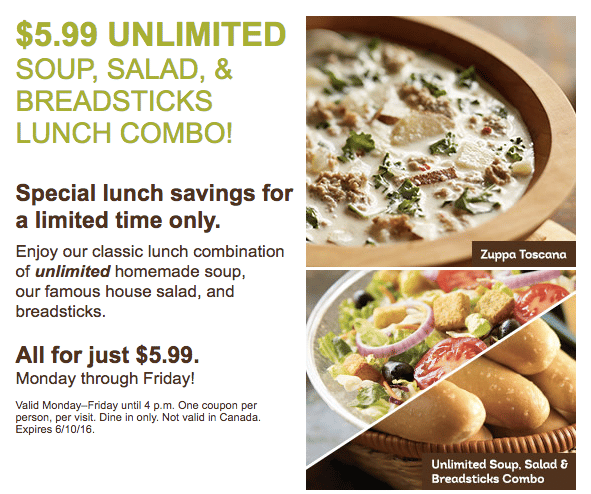 Olive Garden Soup Salad And Breadsticks Lunch Hours