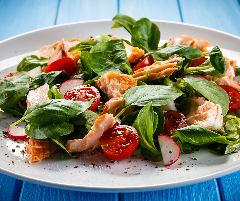 Salmon and Baby Spinach Salad