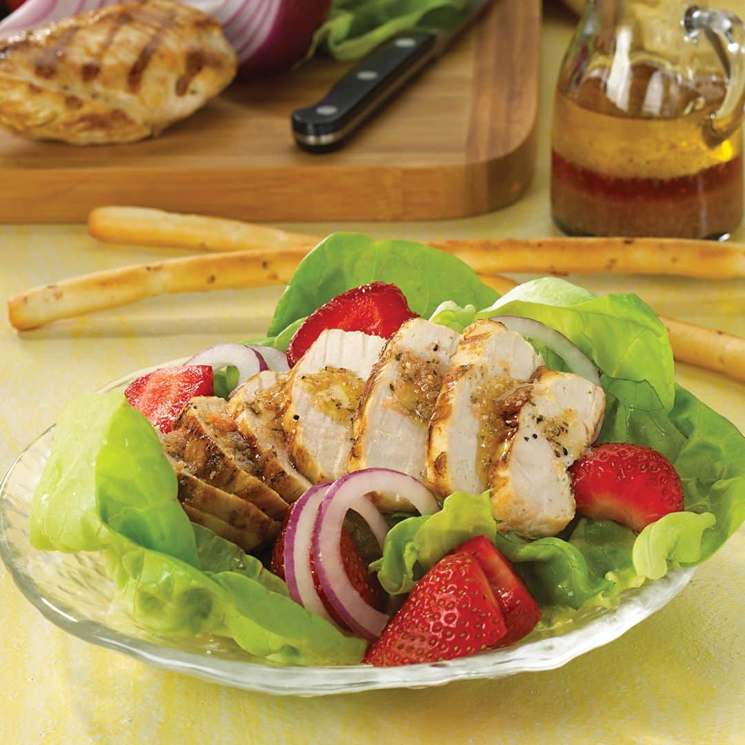 Serve this grilled chicken salad with bread sticks for a healthy ...