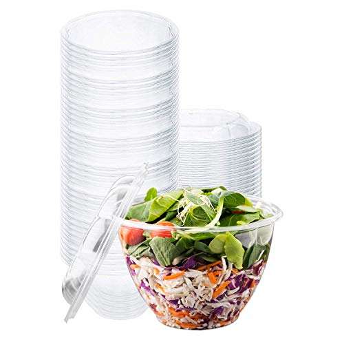Stock Your Home Large 48oz Clear Plastic Salad Bowls with ...