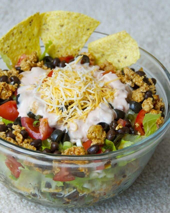 This delicious Taco Salad can be made healthy with seasoned ground ...