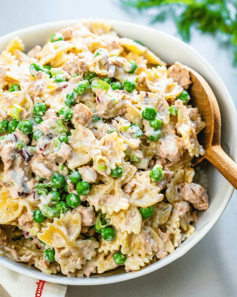 This tuna pasta salad recipe is creamy and satisfying! It