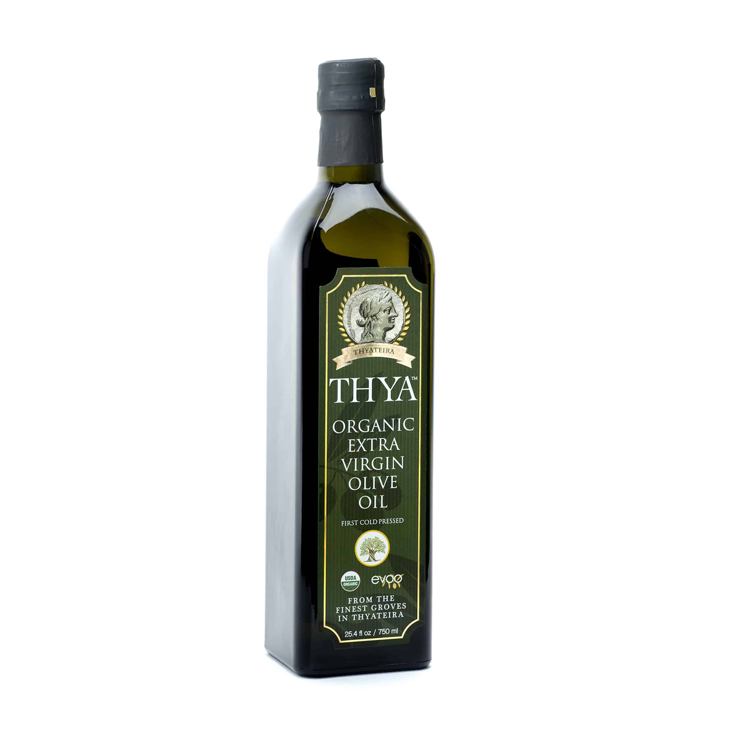 USDA Organic Extra Virgin Olive Oil by THYA, First Cold Pressed, Single ...