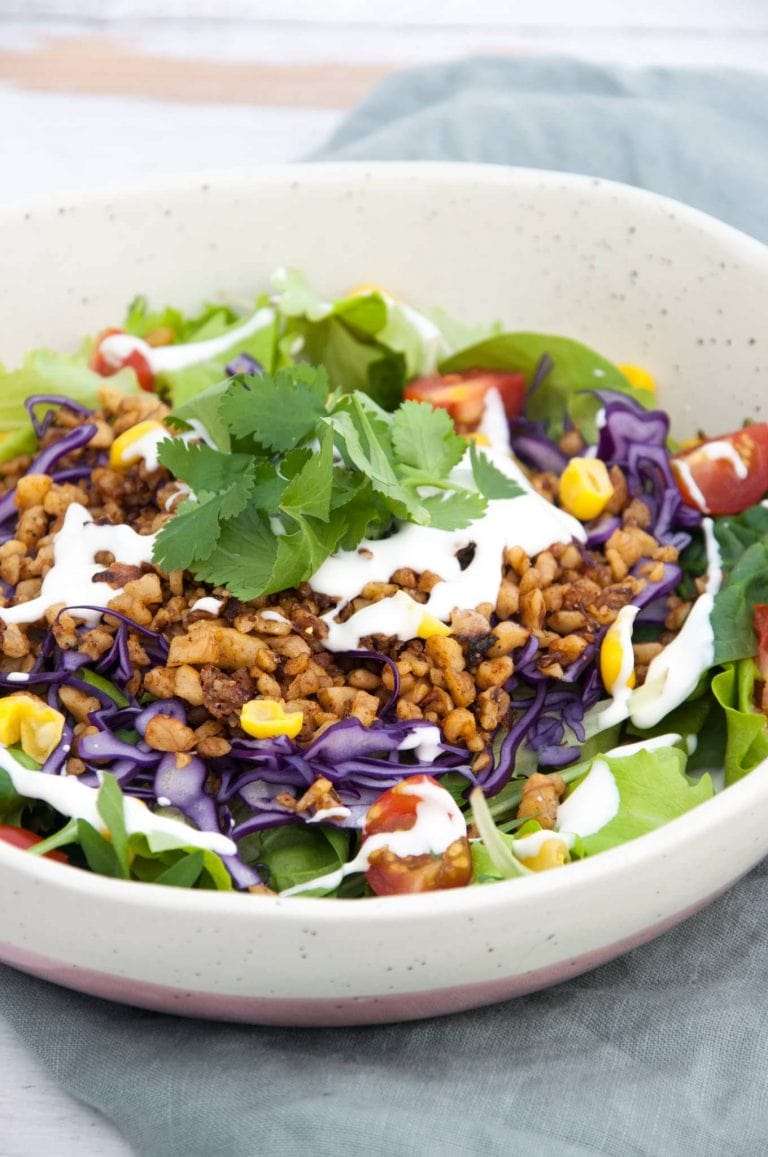 Vegan Taco Salad Bowl with Walnut Meat Recipe