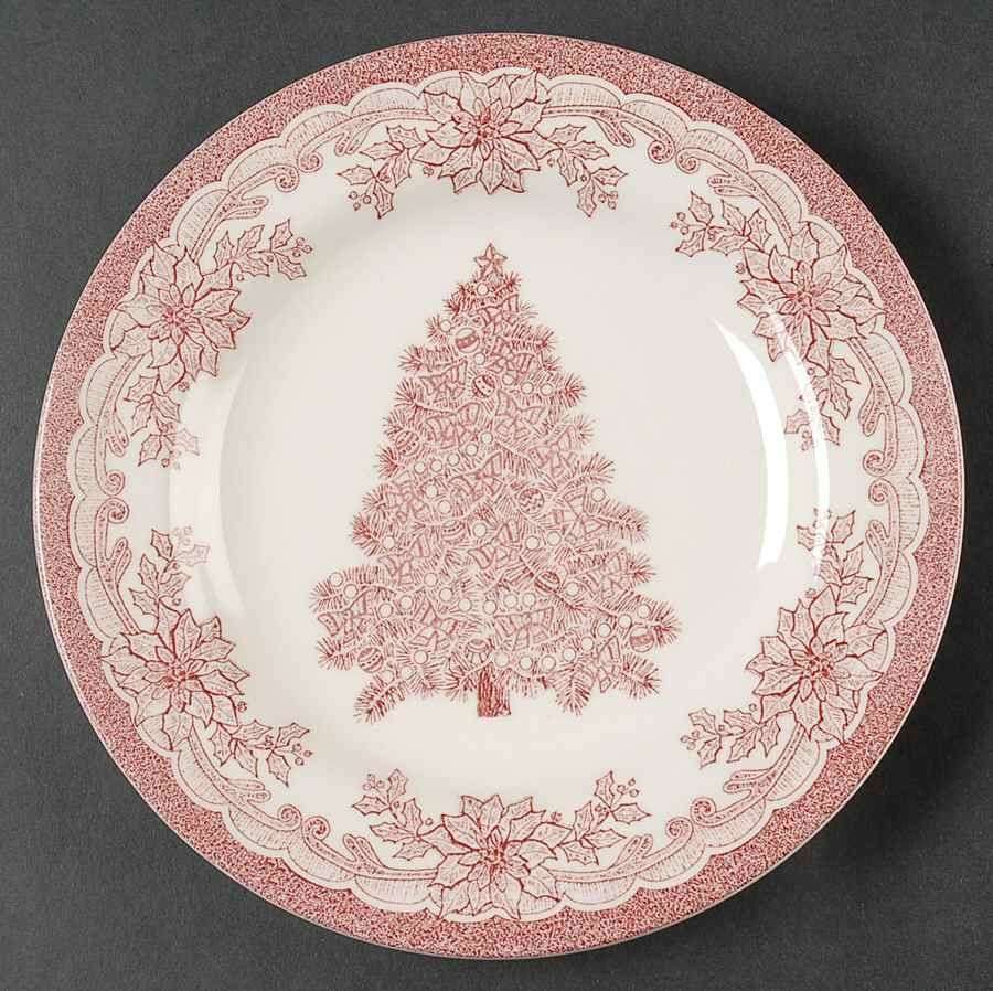 Yuletide Red Salad Plate by Staffordshire Engraving in ...